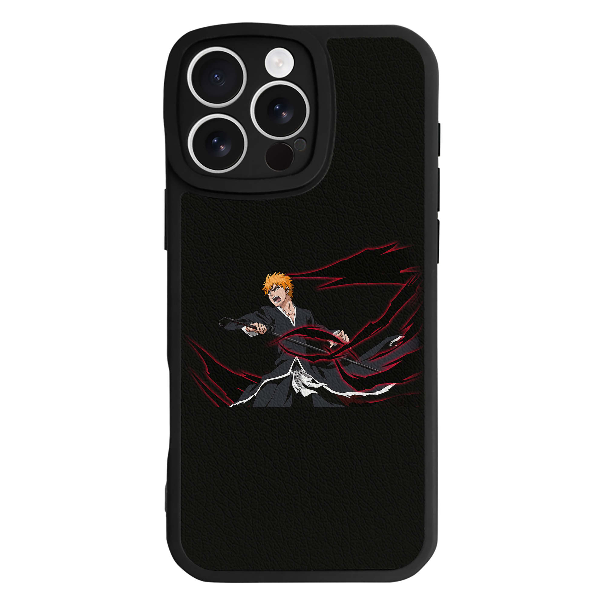 ブリーチ 黒崎一護（くろさき いちご）BLEACH Kurosaki Ichigo 【iPhone 16シリーズ対応】シリコンスマホケース（レザー調） 材質：シリコン